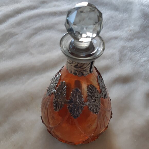 Art Nouveau Ornate Cut Glass Decanter with Silver, Circa 1900s, Made in Germany - Picture 3 of 16